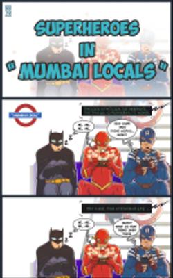 Superheroes in mumbai local